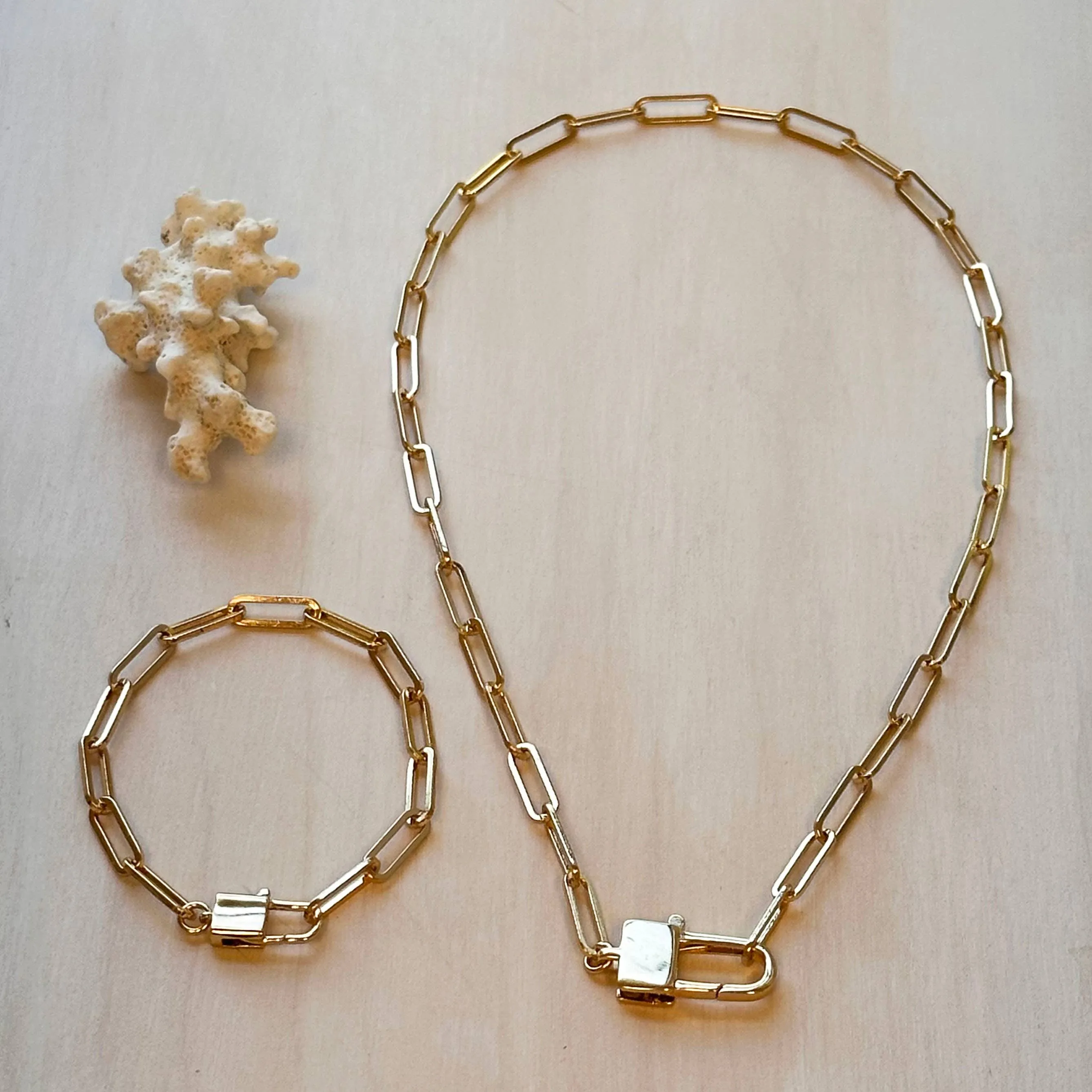 Paperclip Chain & Padlock Clasp Statement Chain