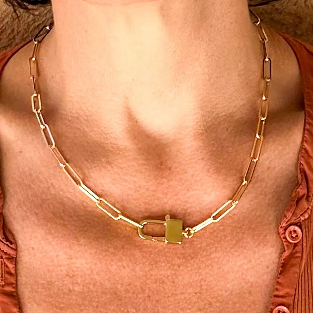 Paperclip Chain & Padlock Clasp Statement Chain