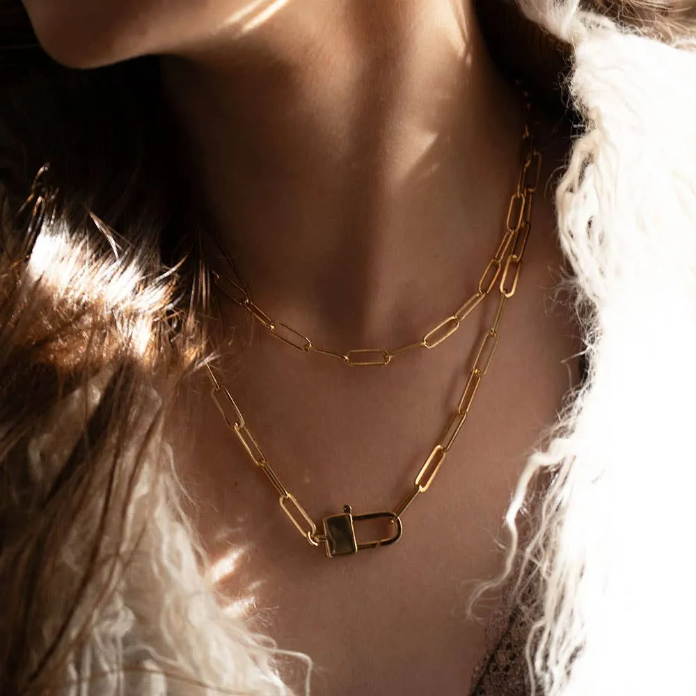 Paperclip Chain & Padlock Clasp Statement Chain