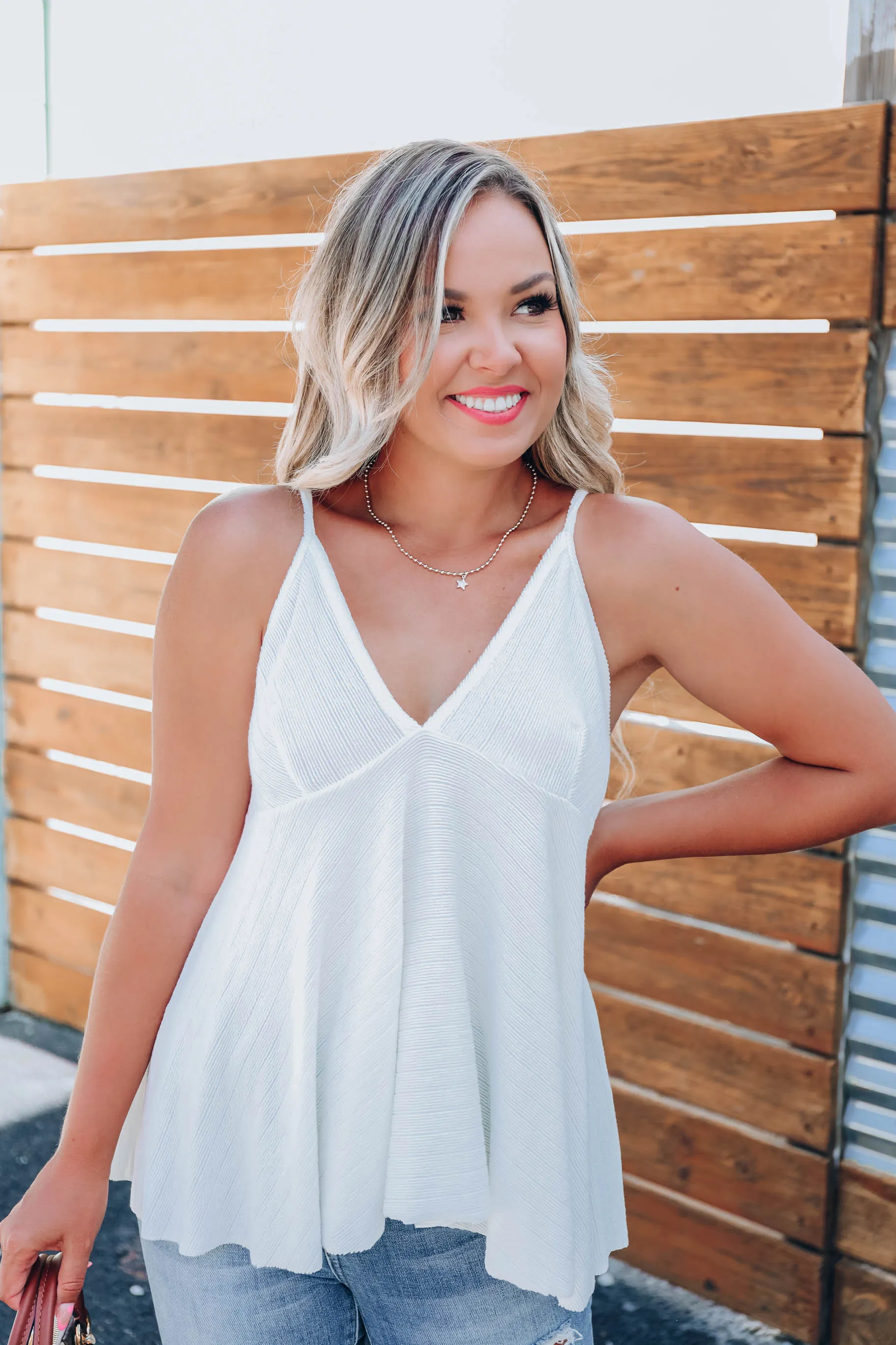 Pasadena Nights Babydoll Top - White