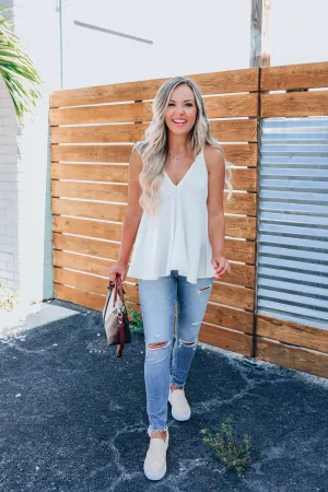 Pasadena Nights Babydoll Top - White