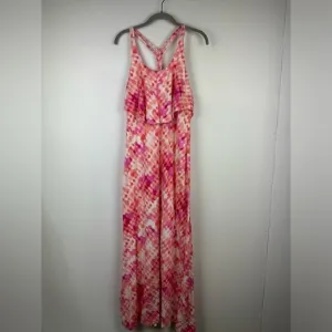 Patagonia Pink and Coral Folly Beach Maxi Dress, Size Large
