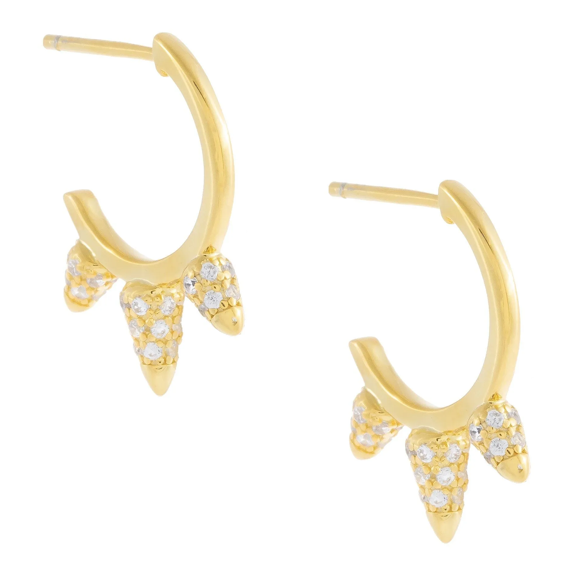 Pavé Triple Spike Hoop Earring