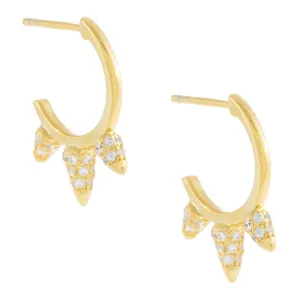 Pavé Triple Spike Hoop Earring