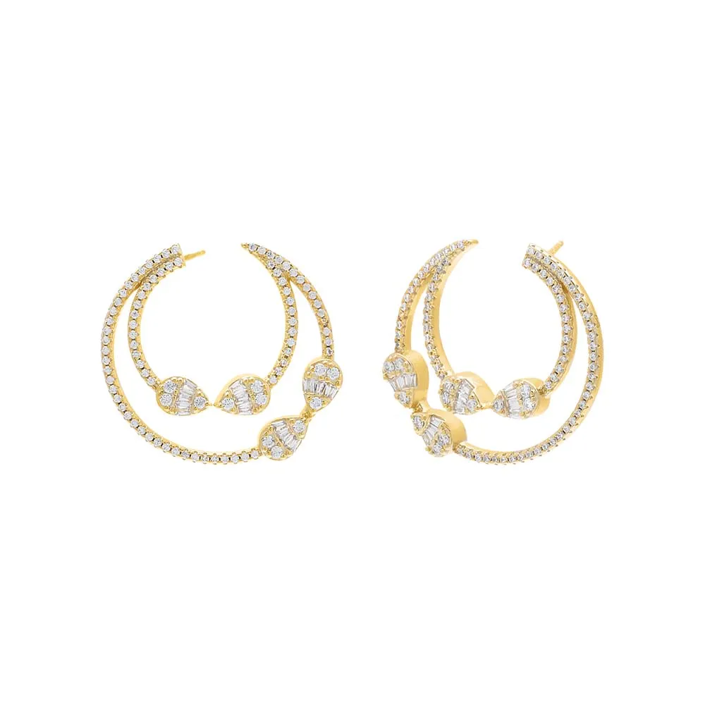 Pave Illusion Teardrop On The Ear Stud Earring