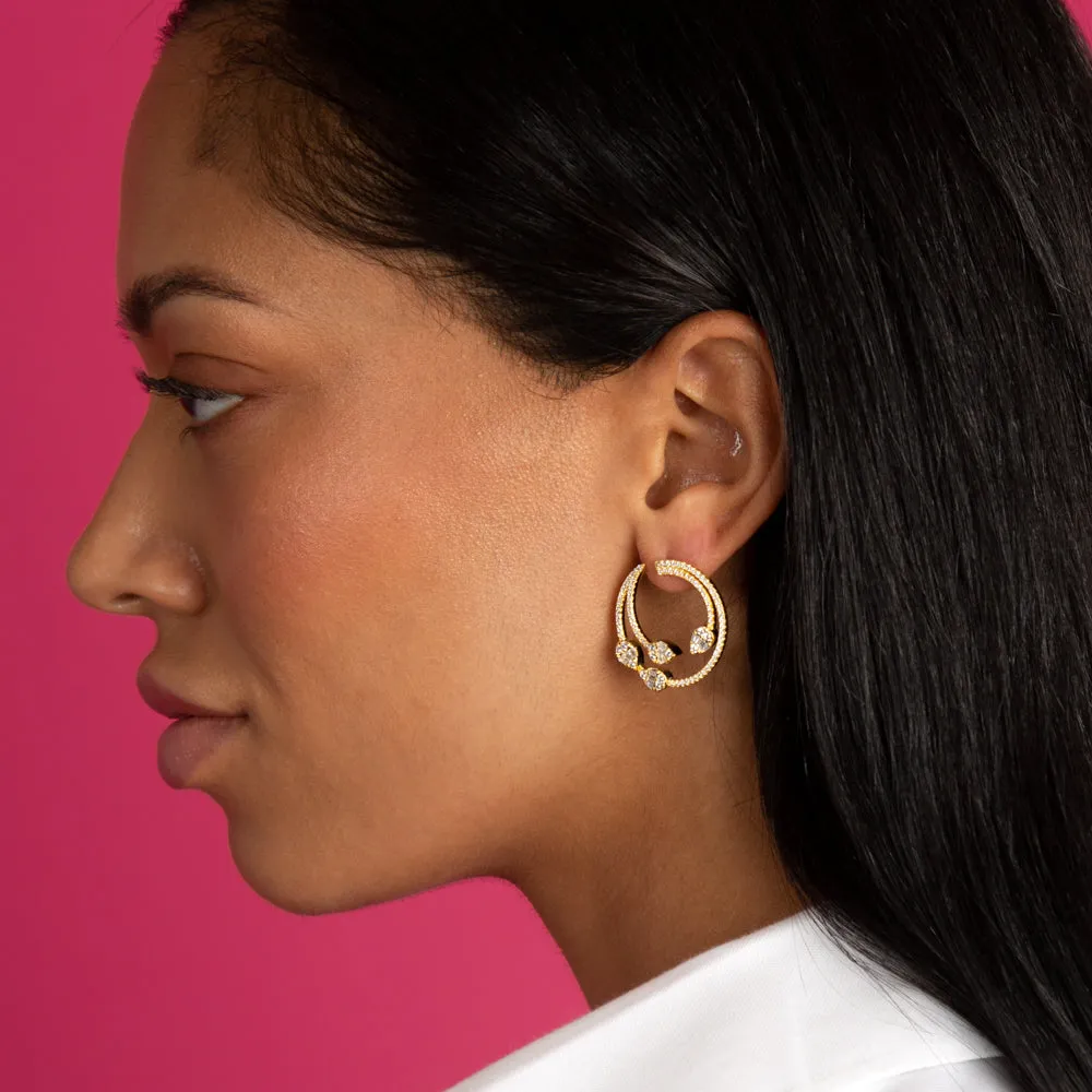 Pave Illusion Teardrop On The Ear Stud Earring