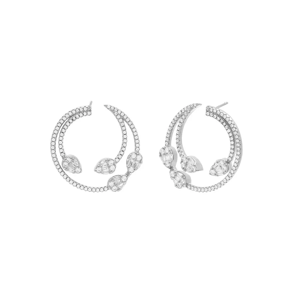 Pave Illusion Teardrop On The Ear Stud Earring