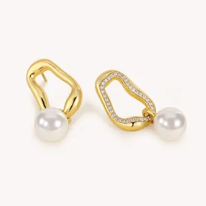 Pearl Stud Drop Earrings