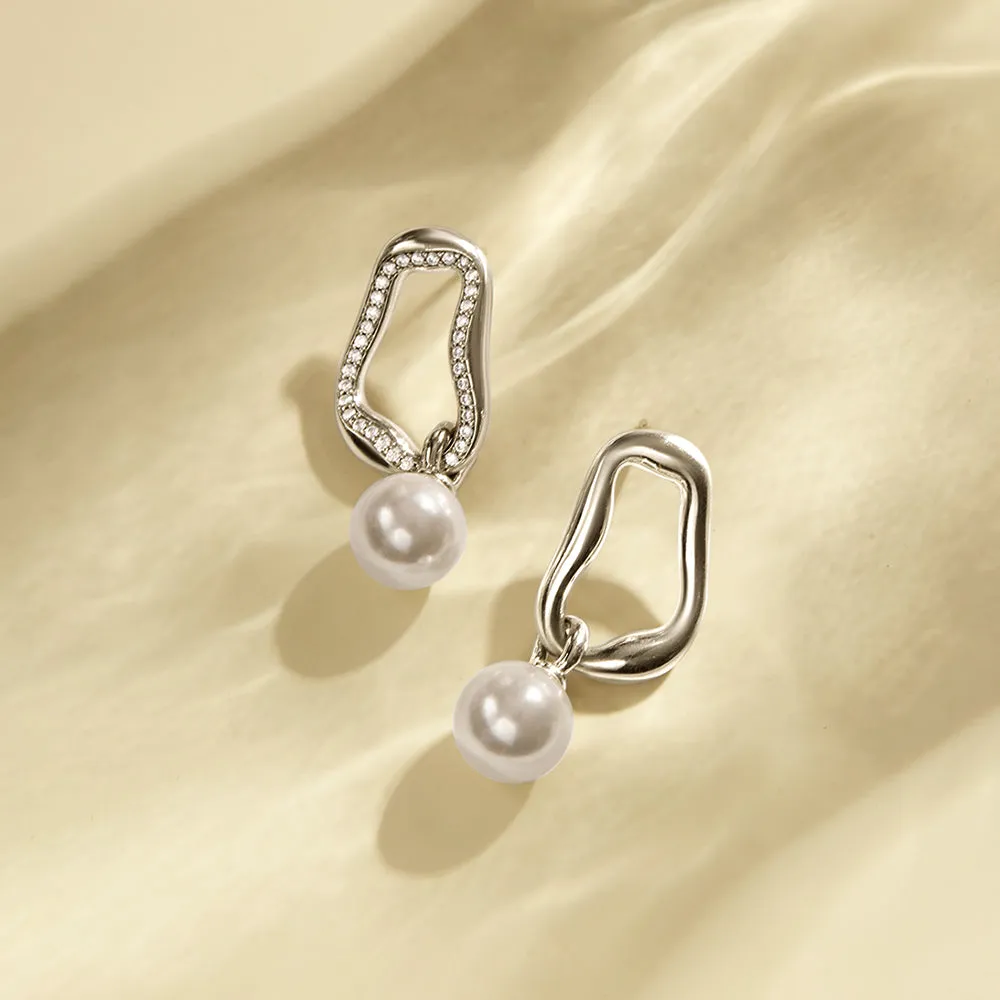 Pearl Stud Drop Earrings