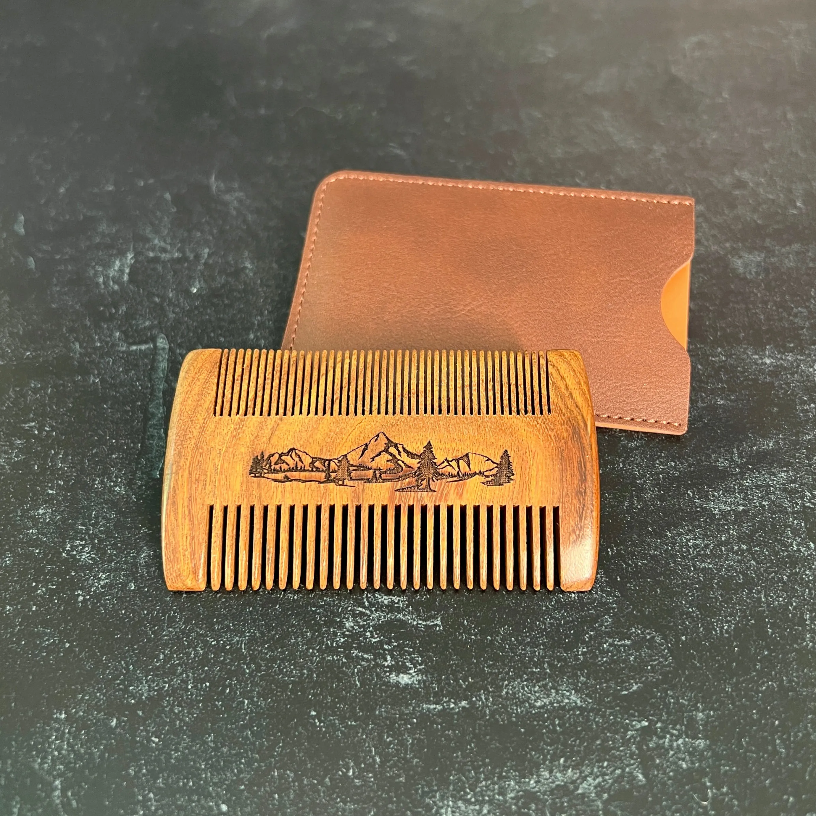 Personalized Beard Comb, Custom Text or Image Engraved Comb and/or Case