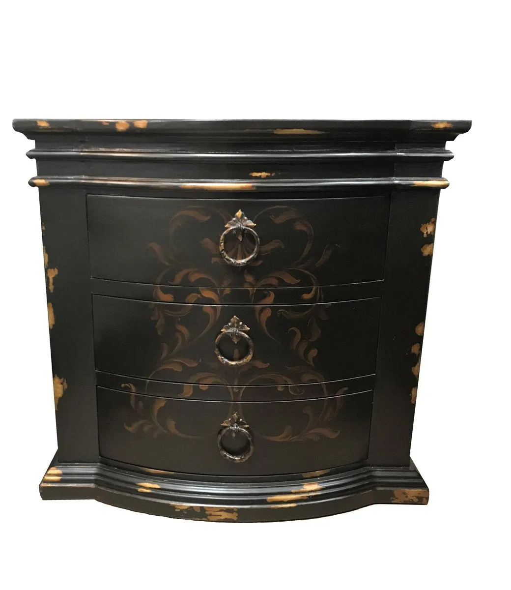 Peruvian Hand Crafted Milan Nightstand Vintage Black Gold