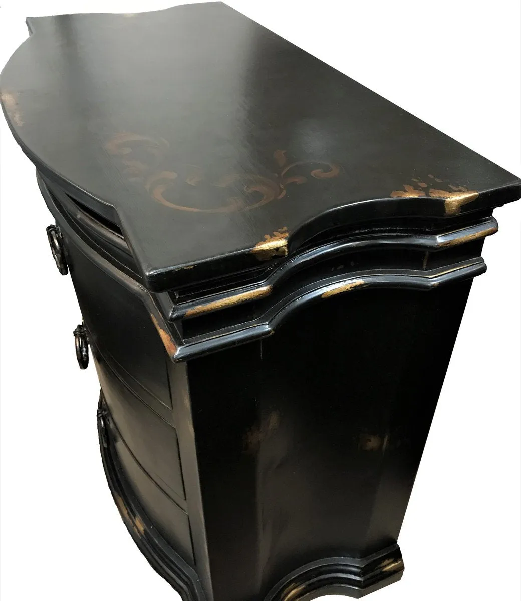 Peruvian Hand Crafted Milan Nightstand Vintage Black Gold