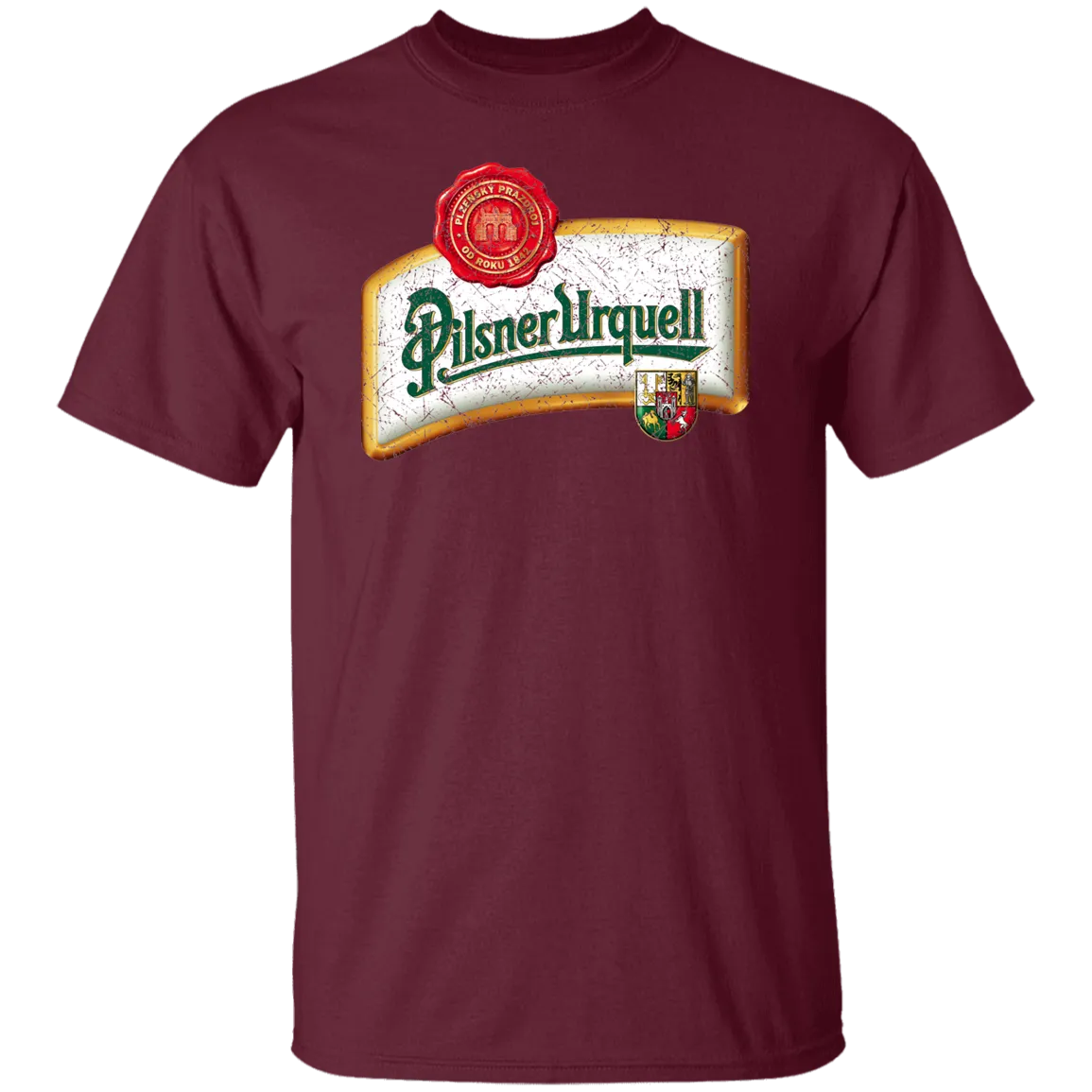 Pilsner Urquell Vintage T-shist Worn Label Pattern