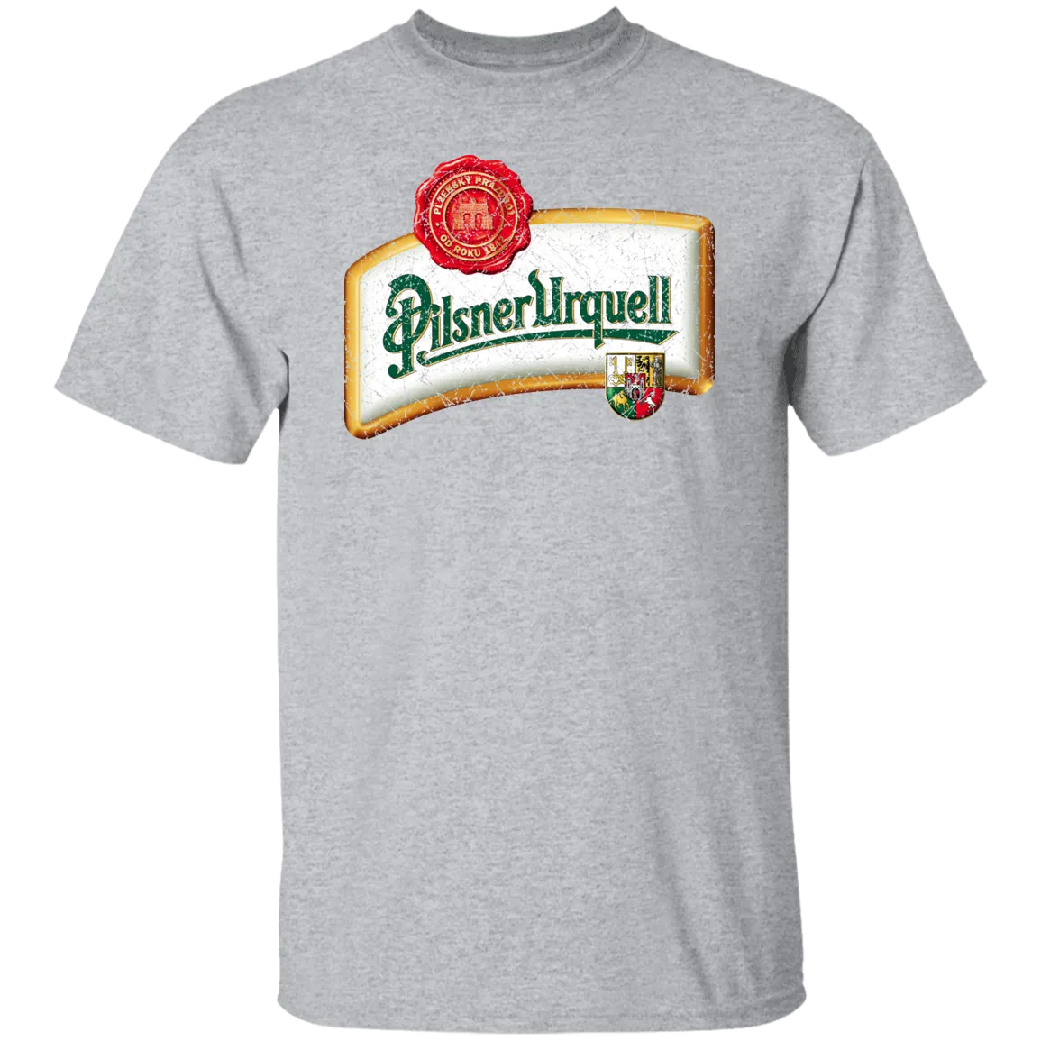 Pilsner Urquell Vintage T-shist Worn Label Pattern