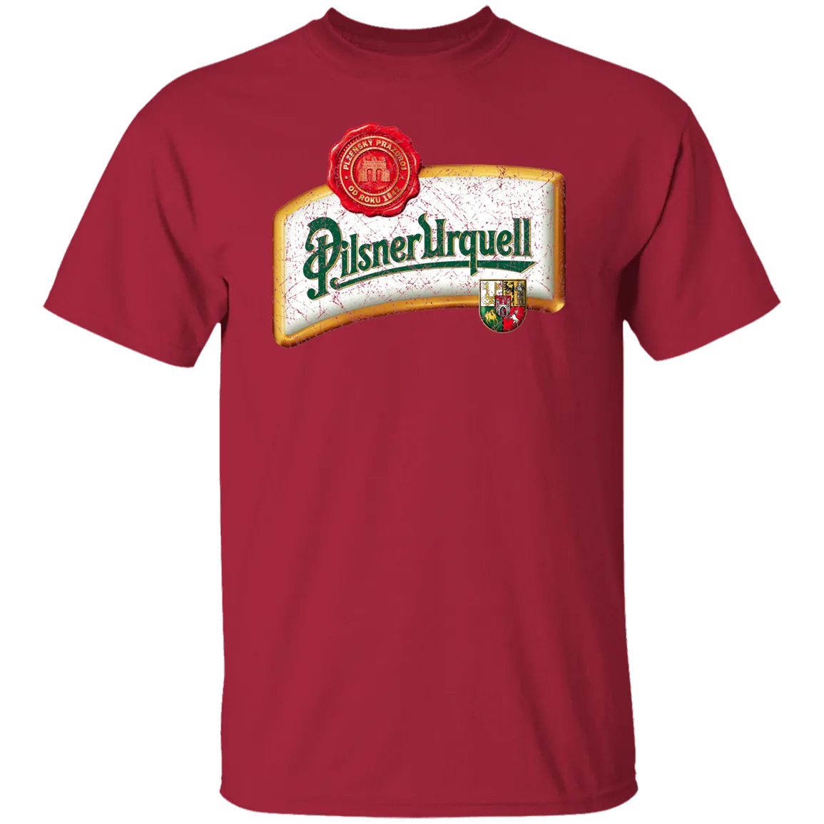 Pilsner Urquell Vintage T-shist Worn Label Pattern