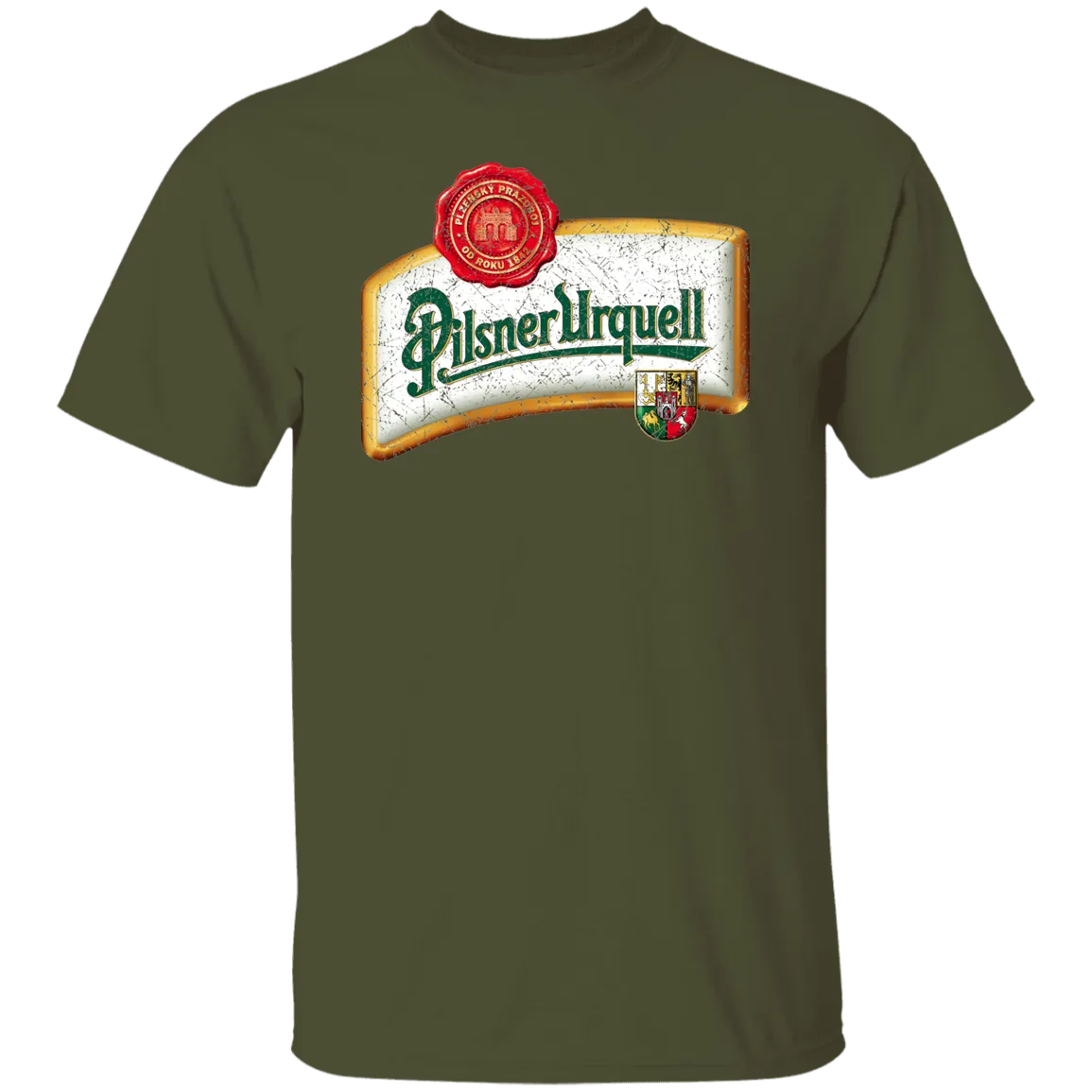 Pilsner Urquell Vintage T-shist Worn Label Pattern