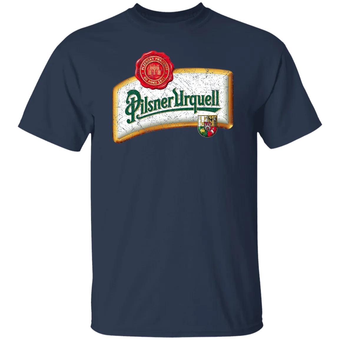 Pilsner Urquell Vintage T-shist Worn Label Pattern