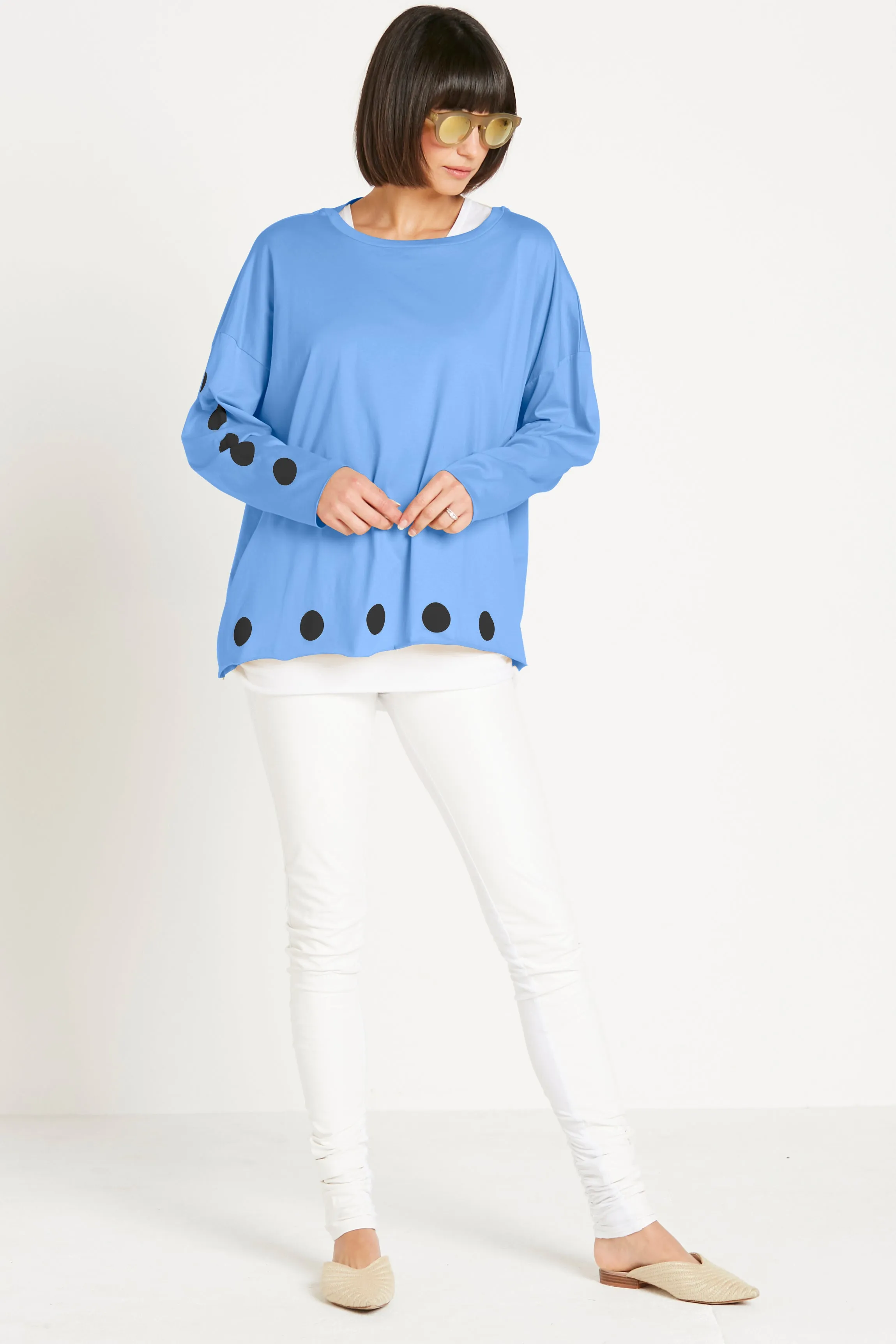 Pima Cotton Polka Dot Luxury Boxy T