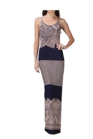 Pink And Navy Graphic Maxi Dress