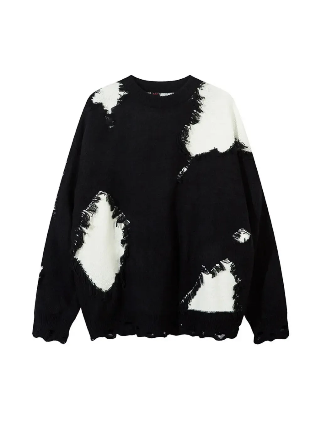 'Pink Chocolate' Oversized Edgy Ripped Patchwork Sweater