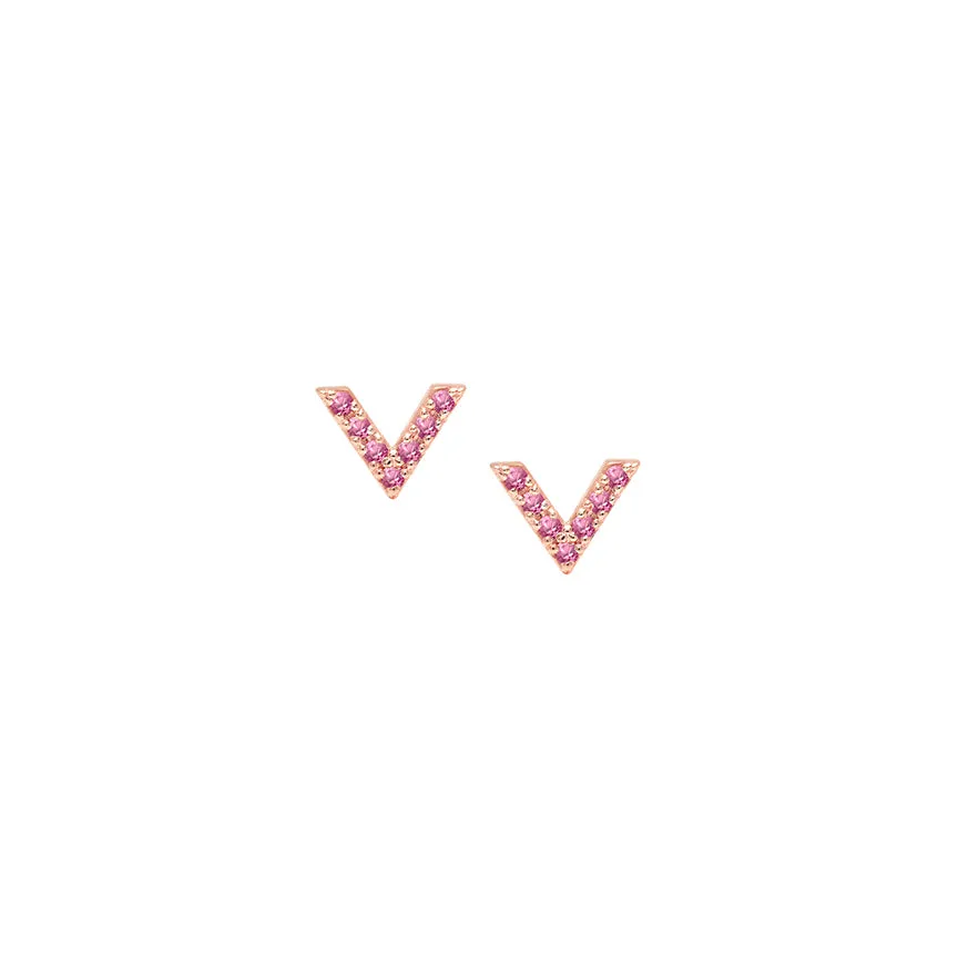 Pink Sapphire Dagger Studs | Rose Gold