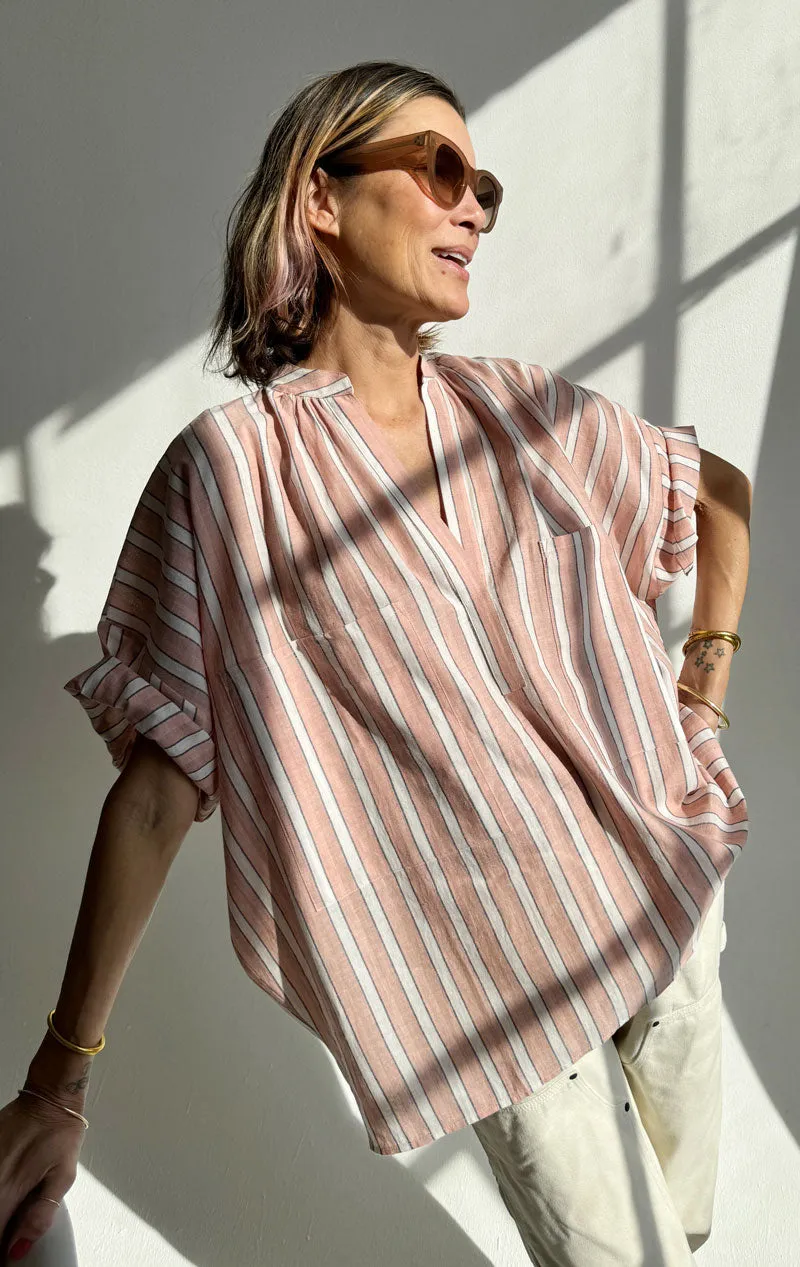 Pink stripe Short Sleeve Shirt