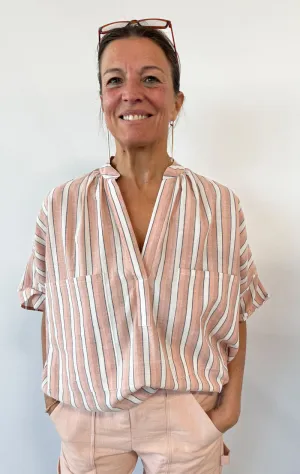 Pink stripe Short Sleeve Shirt