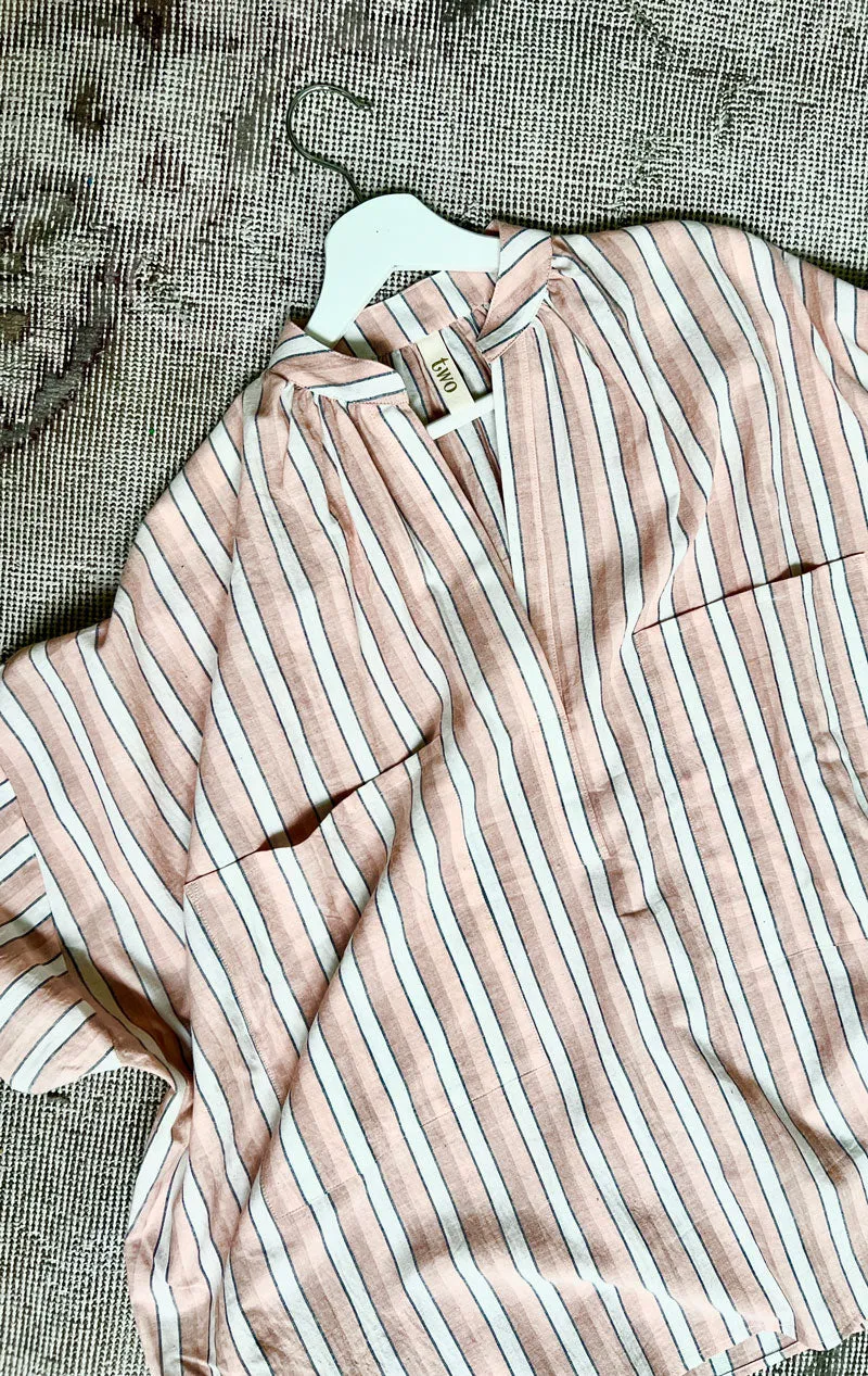 Pink stripe Short Sleeve Shirt