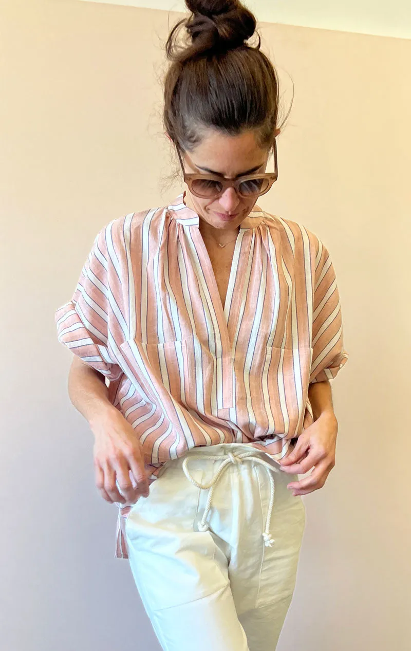 Pink stripe Short Sleeve Shirt