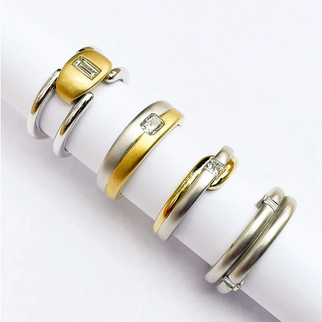 Platinum and Yellow Gold Radiant Cut Diamond Ring