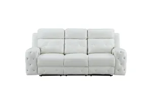 Power Reclining Sofa Blanche White
