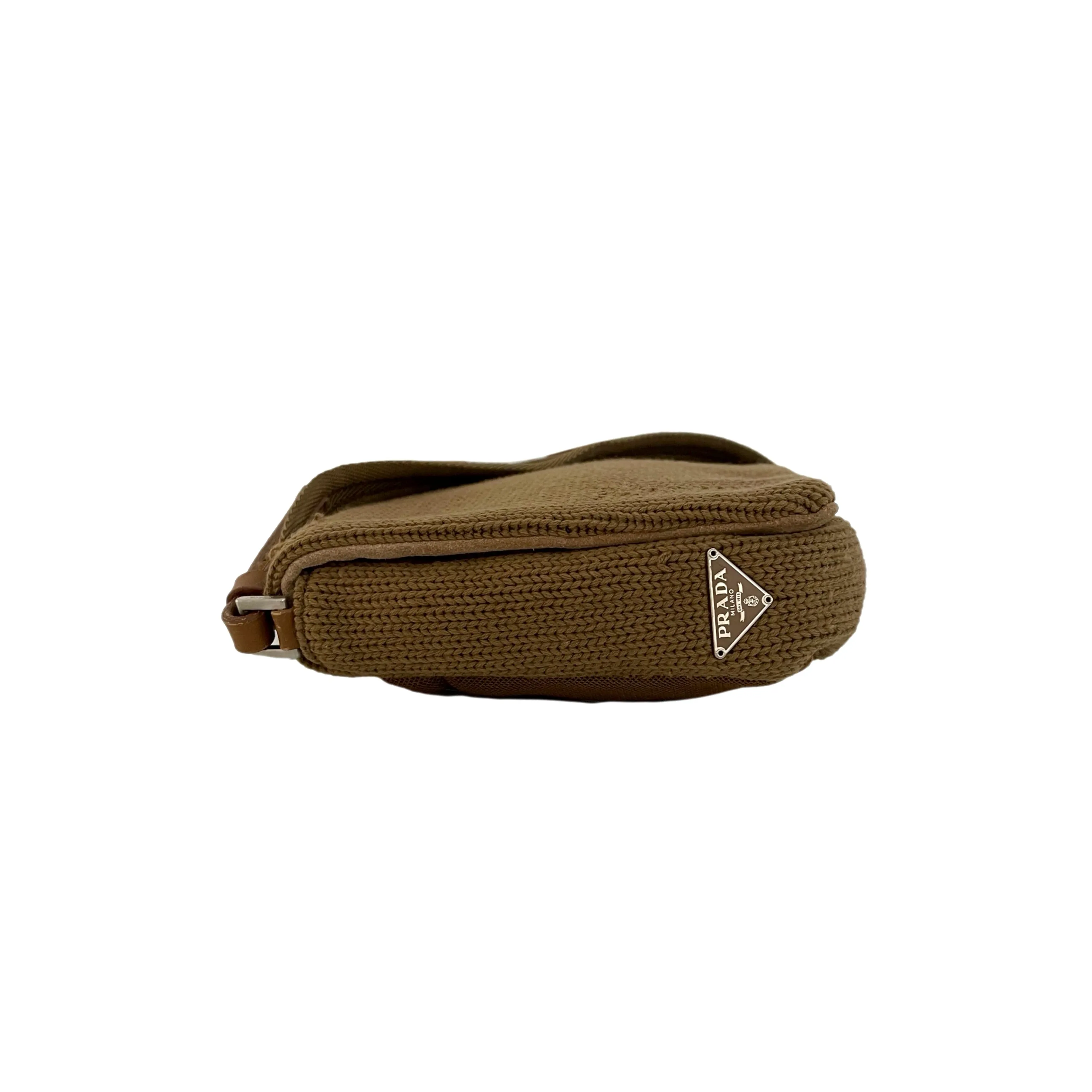 Prada Brown Knit Shoulder Bag