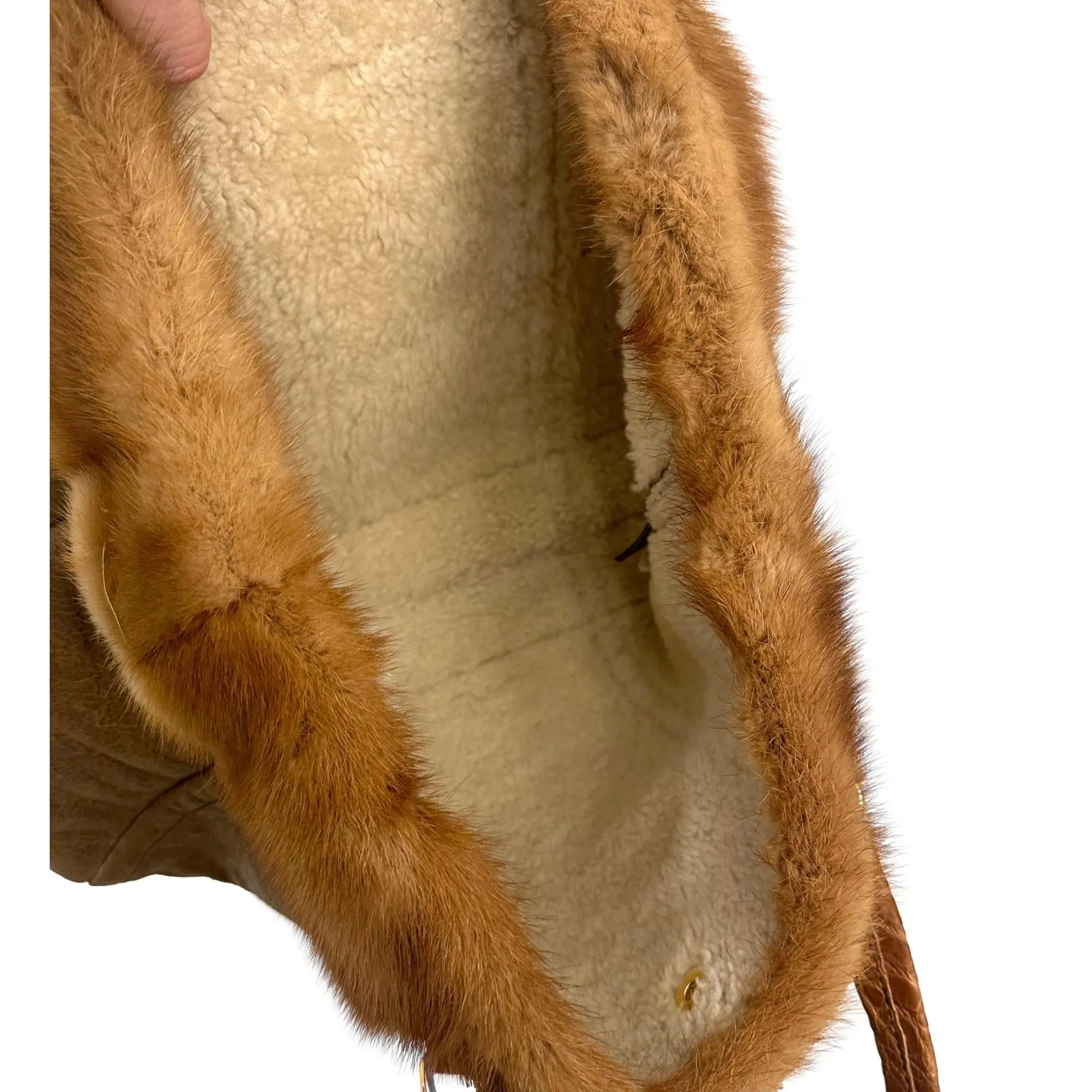 Prada Brown Mink   Croc Shoulder Bag