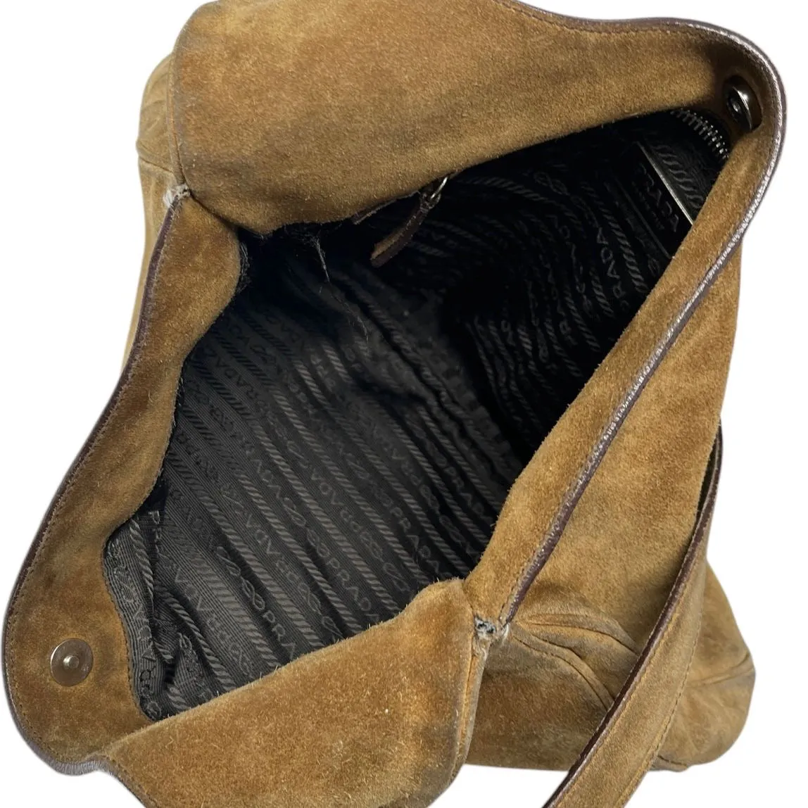 Prada Brown Suede Shoulder Bag