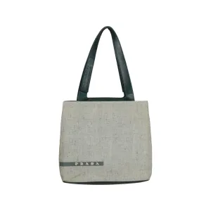 Prada Green Canvas Logo Tote