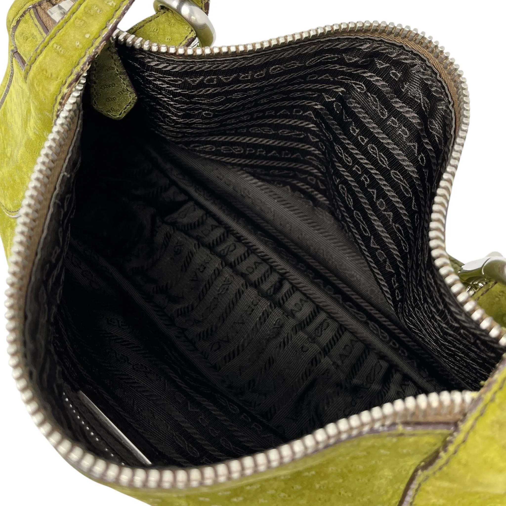 Prada Green Suede Logo Shoulder Bag