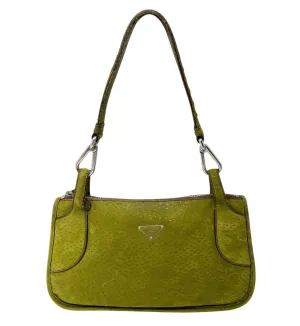 Prada Green Suede Logo Shoulder Bag
