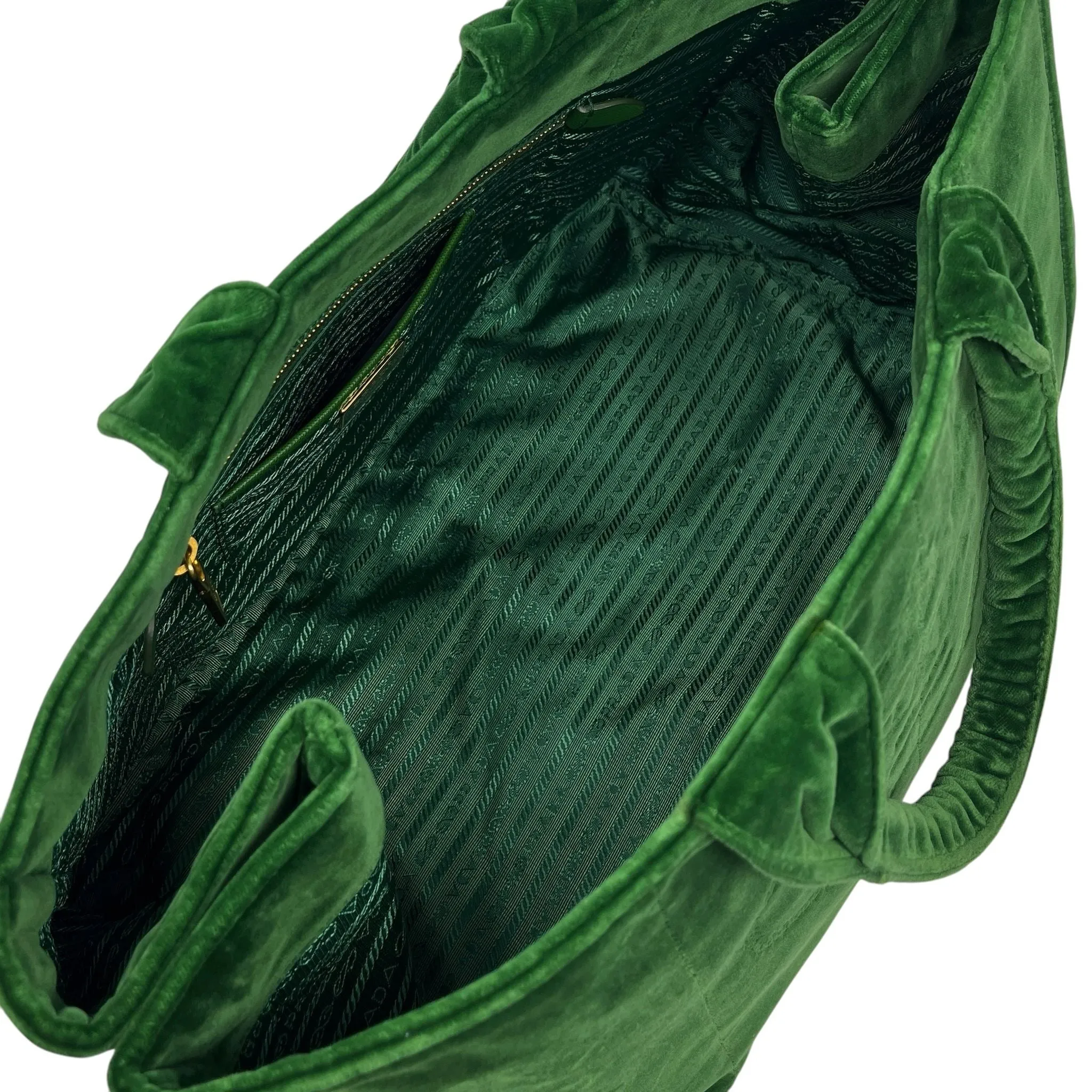 Prada Green Velvet Top Handle Bag