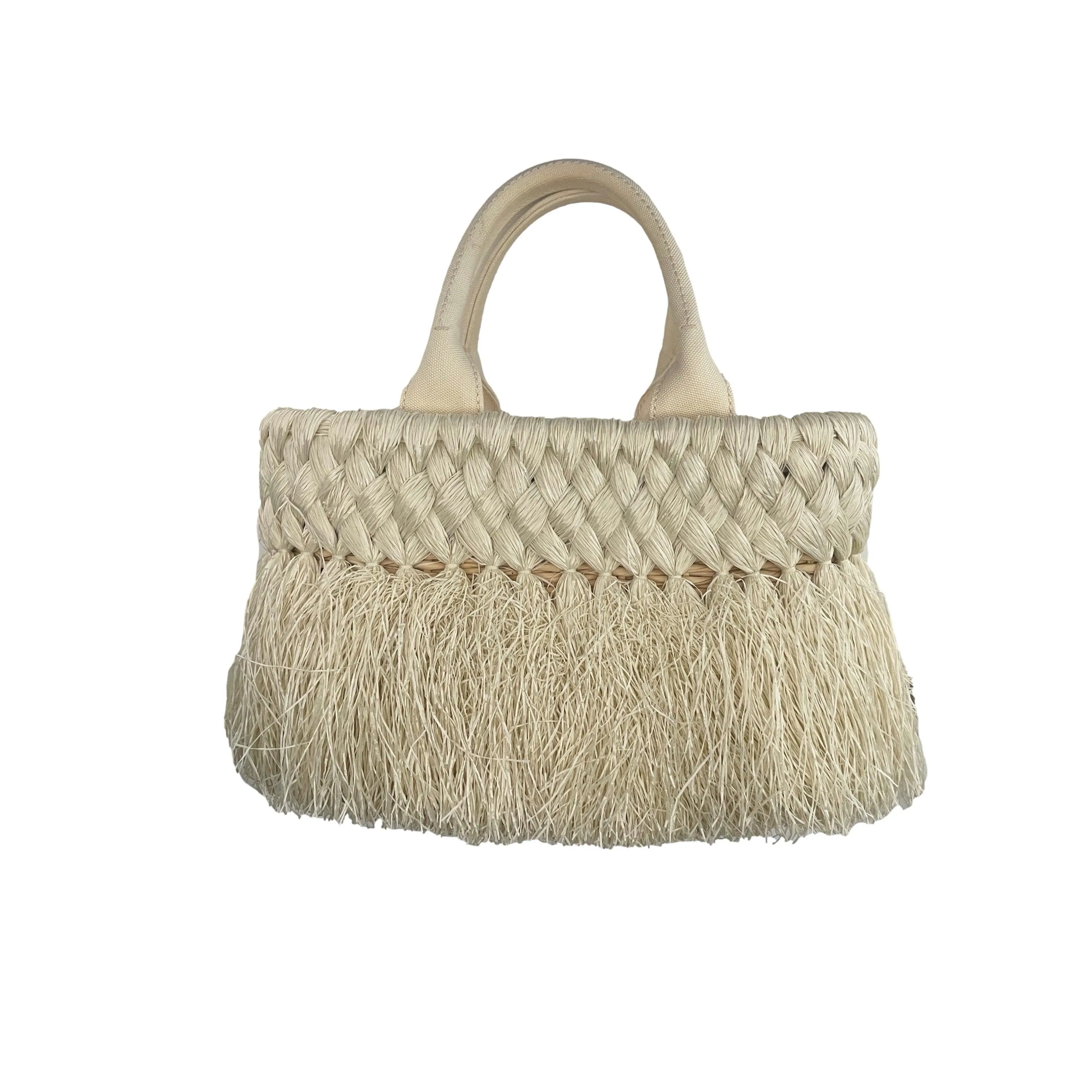 Prada Ivory Basket Top Handle Bag