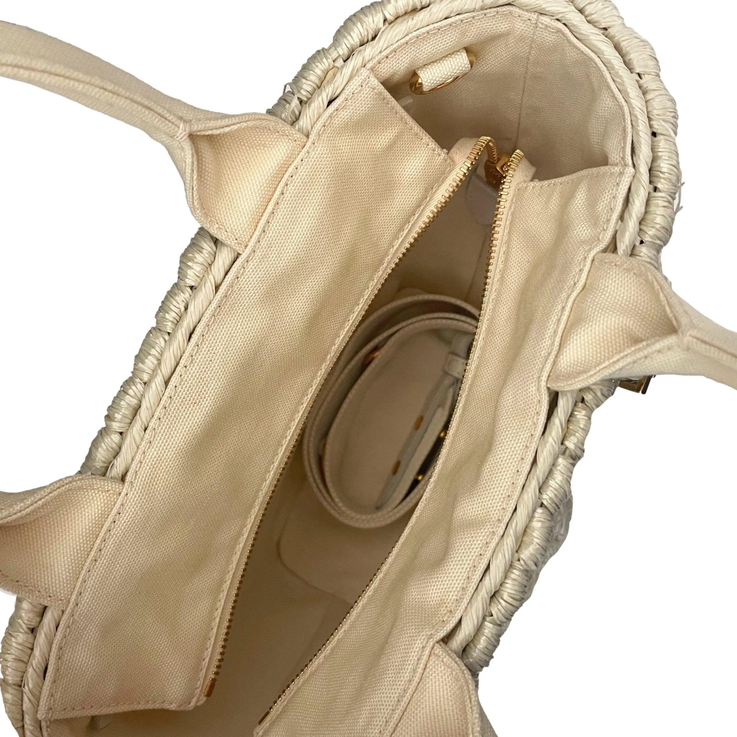Prada Ivory Basket Top Handle Bag