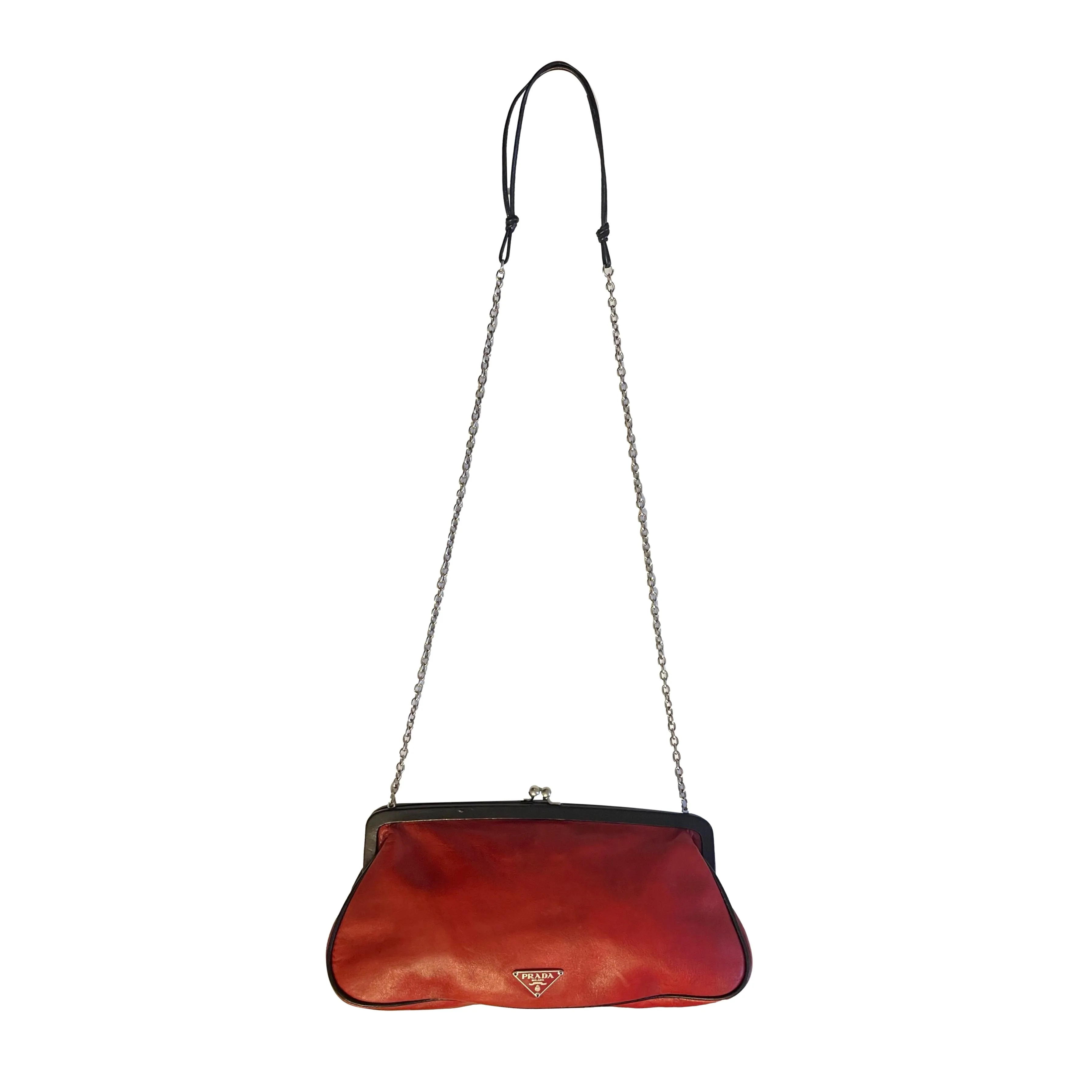 Prada Red Chain Kisslock Bag