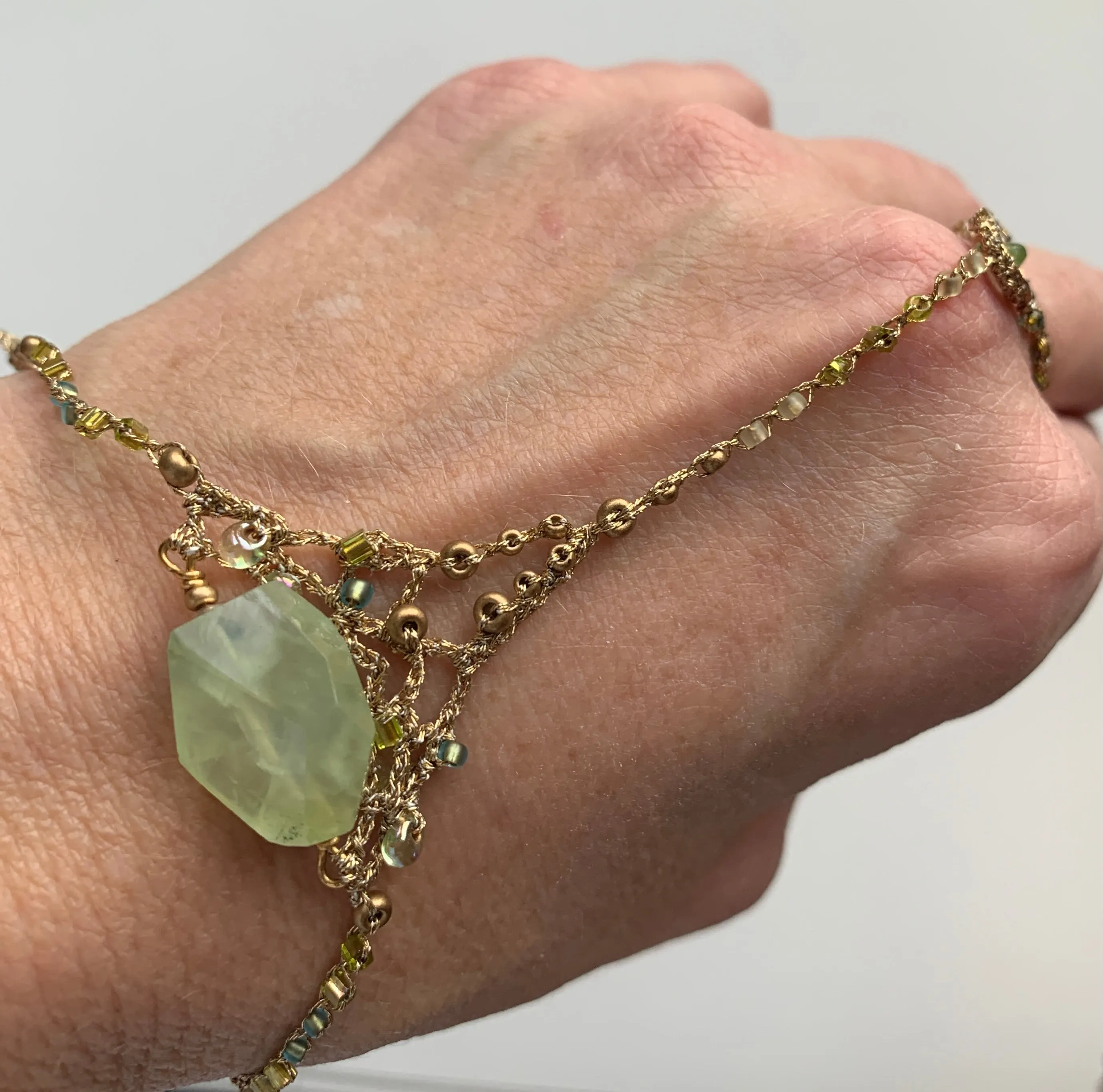 Prehnite Cuff Bracelet with Peridot