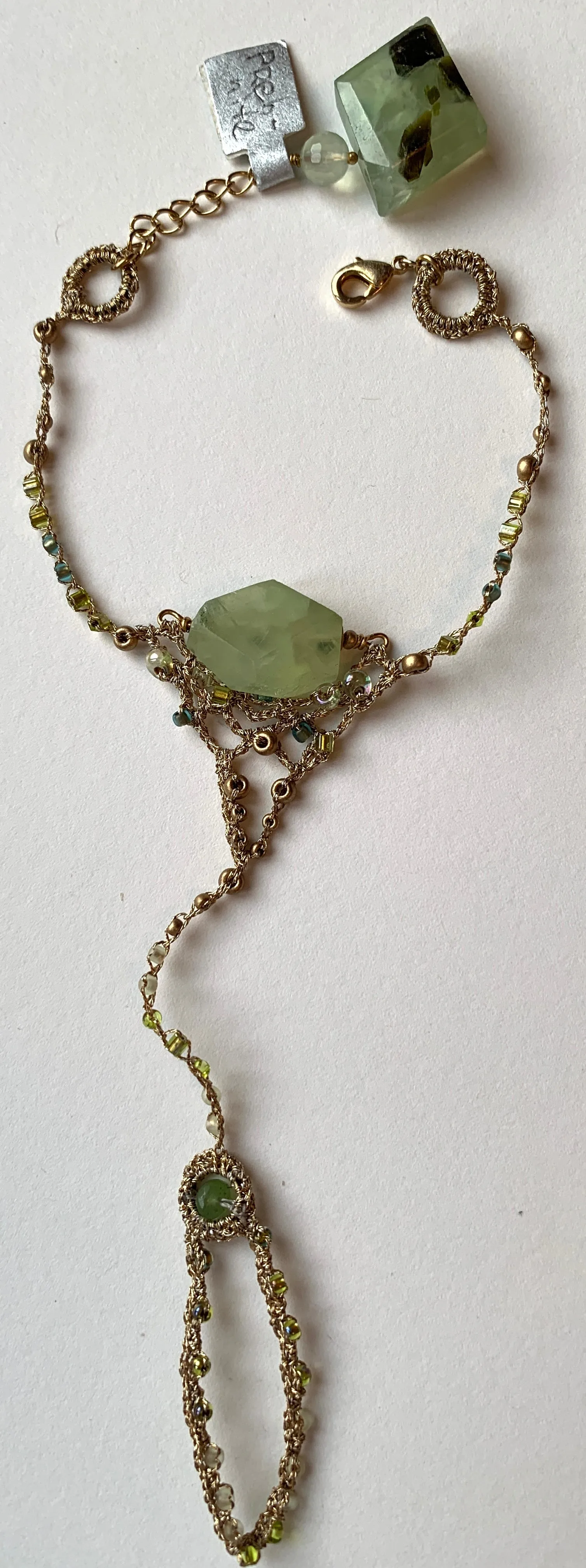 Prehnite Cuff Bracelet with Peridot
