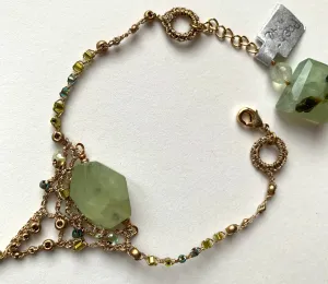 Prehnite Cuff Bracelet with Peridot