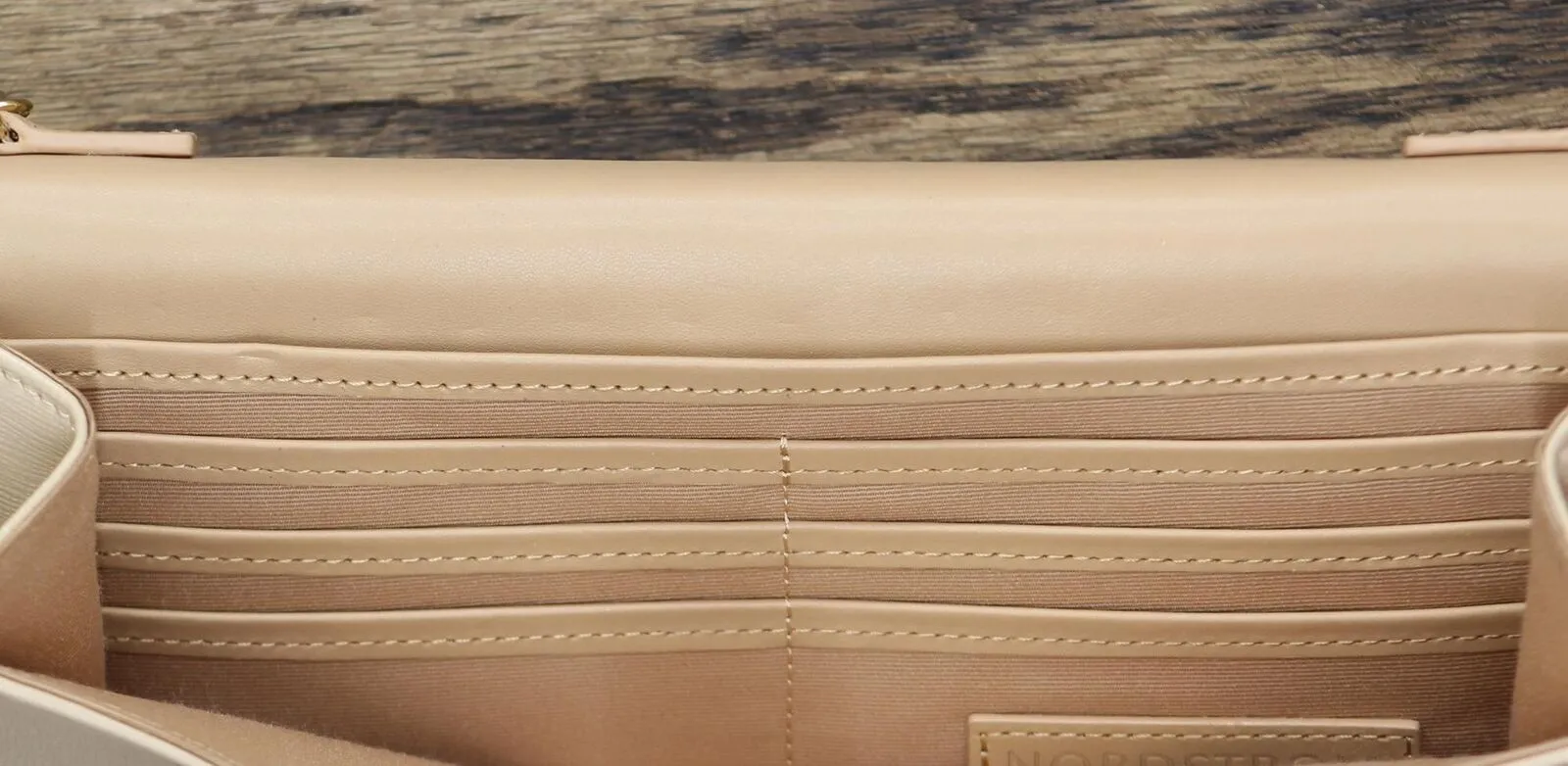 Private Label Leather Clutch with drop-in chain strap Beige Almond One Size