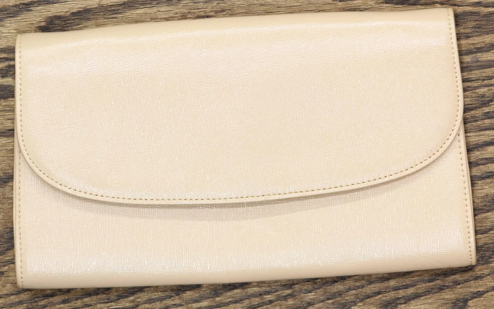 Private Label Leather Clutch with drop-in chain strap Beige Almond One Size