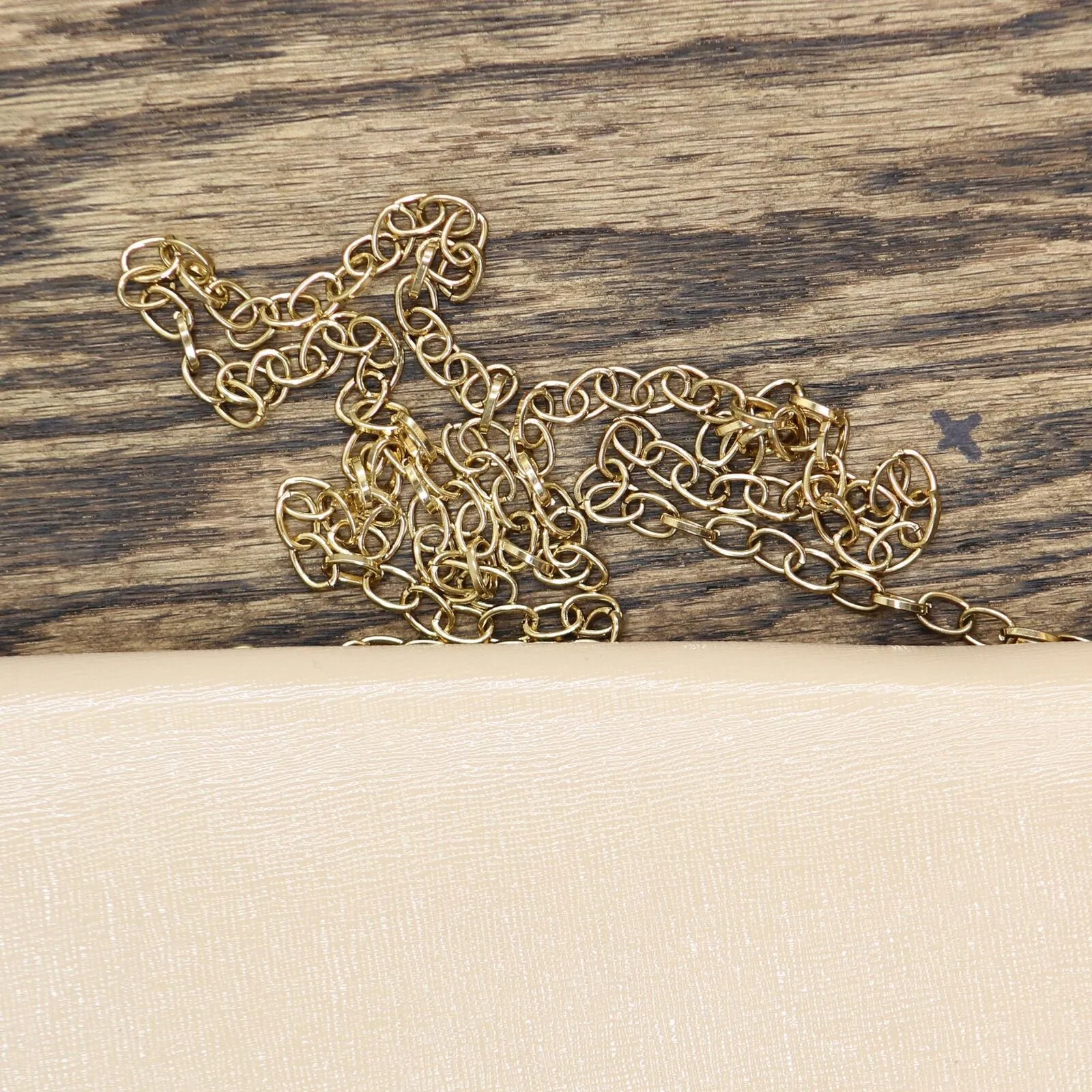 Private Label Leather Clutch with drop-in chain strap Beige Almond One Size