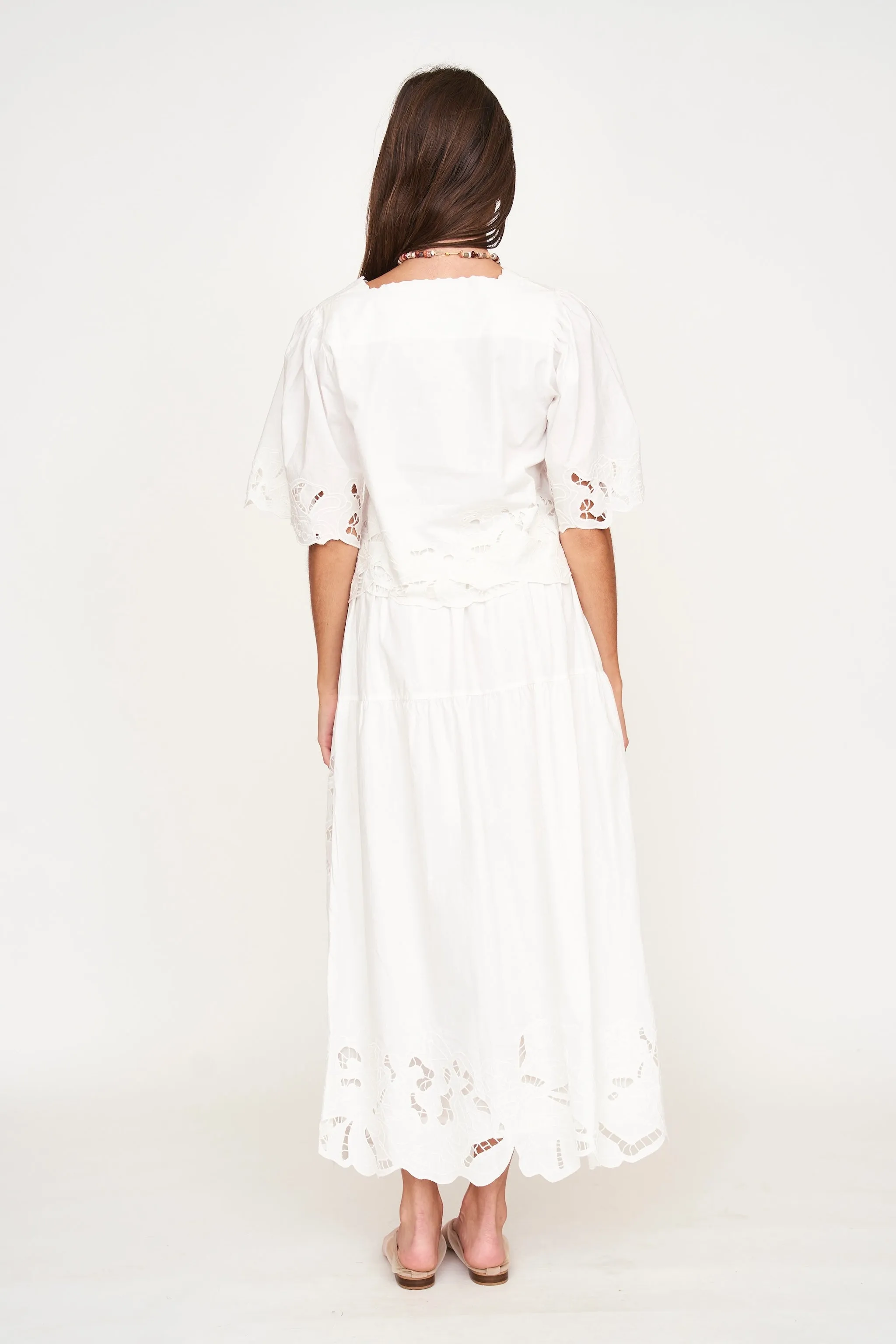 Provence Cutwork Top in White