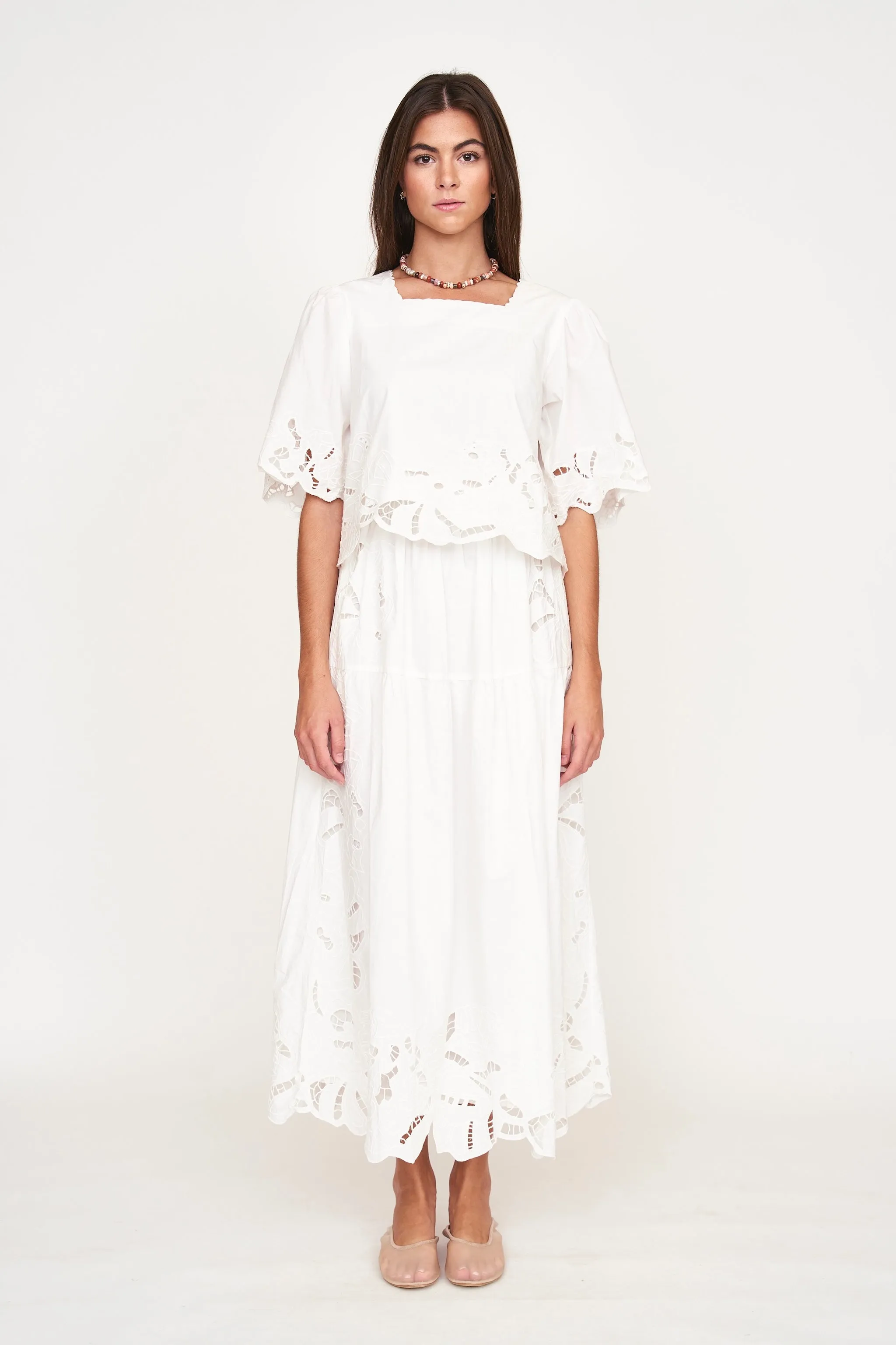 Provence Cutwork Top in White