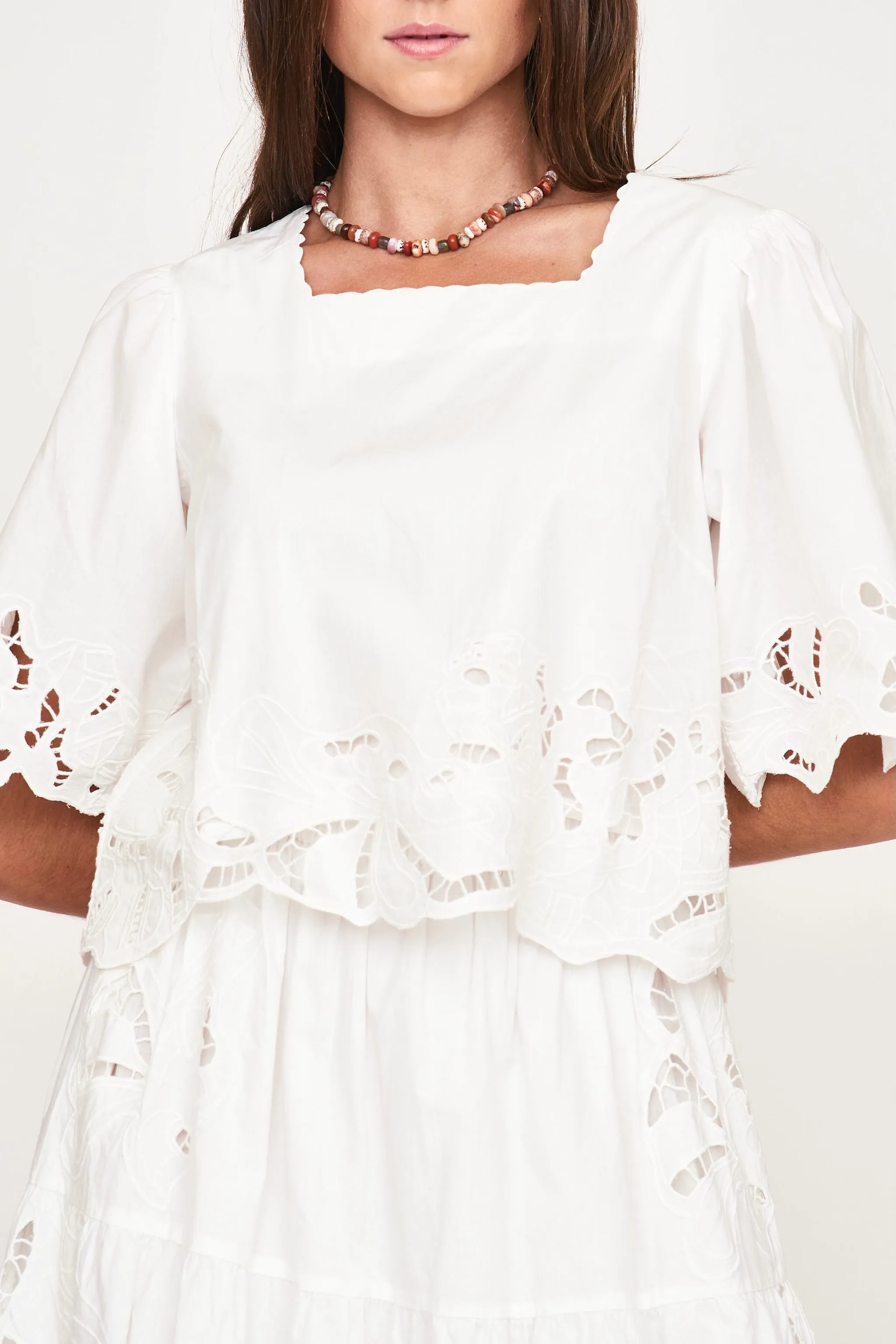 Provence Cutwork Top in White